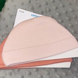 NWT Carter's Soft Pink and Peach Beanie Duo